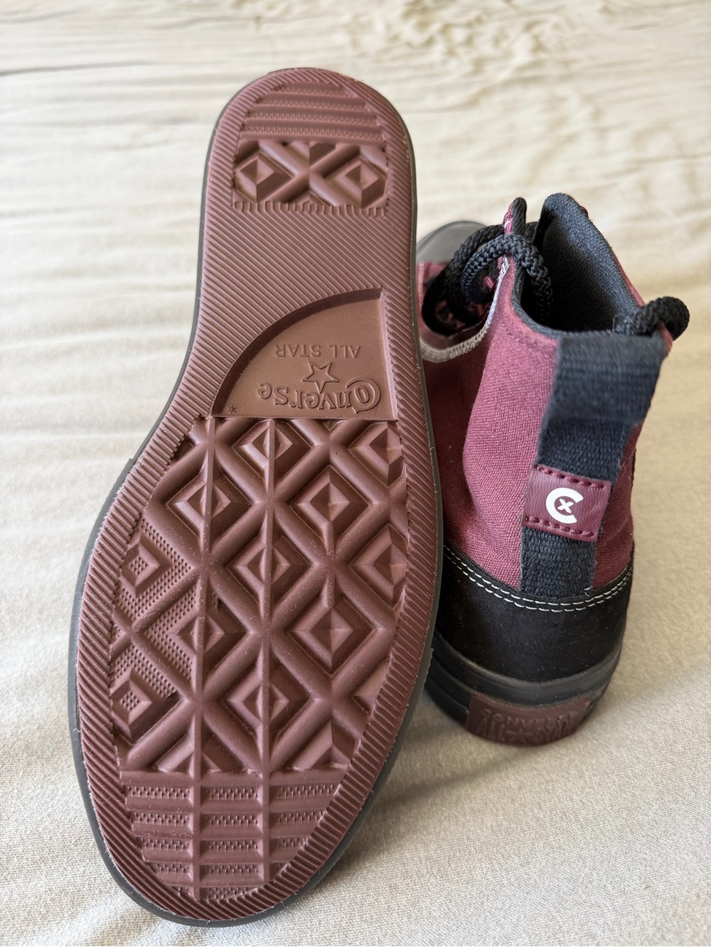 Converse Burgundy and Black High-Top Sneakers with Black Trim